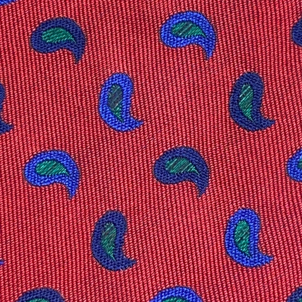 Bullock & Jones Tie Paisley Mens OS Red Silk‎ England Vintage Formal Accessory - Picture 7 of 7